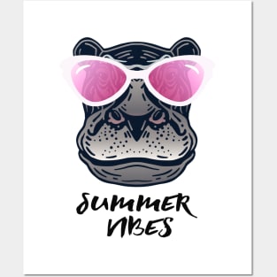 Summer Vibes Hippo Posters and Art